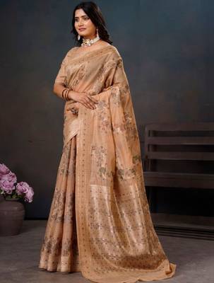 Floral zari silk blend leheriya saree 3