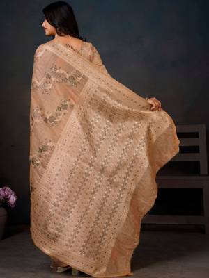 Floral zari silk blend leheriya saree 4