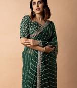 Leheriya printed saree with embroidered border