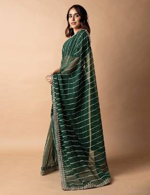 Leheriya printed saree with embroidered border 3