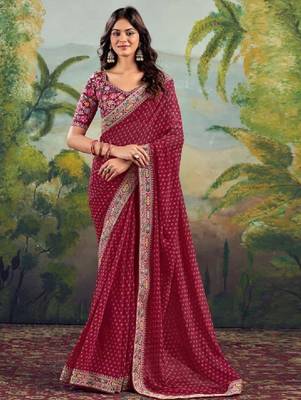 Bandhani embroidered poly georgette bandhani saree 1