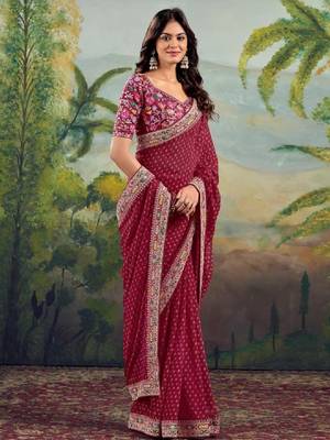 Bandhani embroidered poly georgette bandhani saree 2
