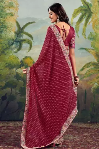 Bandhani embroidered poly georgette bandhani saree