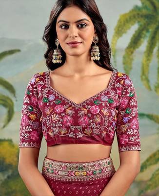 Bandhani embroidered poly georgette bandhani saree 4