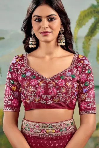 Bandhani embroidered poly georgette bandhani saree