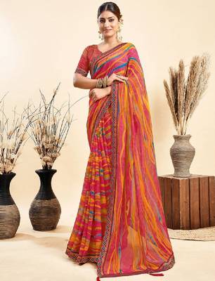 Leheriya dyed pure chiffon saree 2
