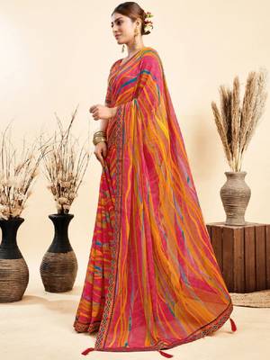 Leheriya dyed pure chiffon saree 3