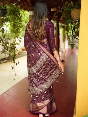 Bandhani zari silk cotton bandhani saree 2