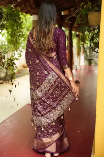 Bandhani zari silk cotton bandhani saree