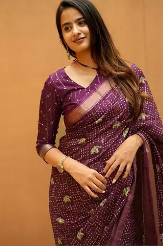 Bandhani zari silk cotton bandhani saree
