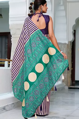 Striped silk cotton leheriya saree