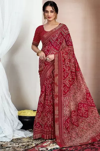 Bandhani zari pure chiffon bandhani saree