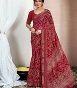 Bandhani zari pure chiffon bandhani saree
