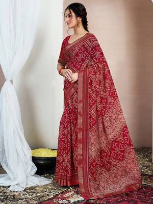 Bandhani zari pure chiffon bandhani saree 2