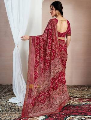 Bandhani zari pure chiffon bandhani saree 3