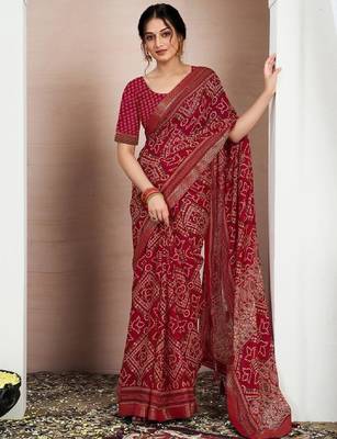 Bandhani zari pure chiffon bandhani saree 4