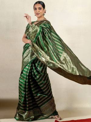 Striped woven design zari leheriya saree 1