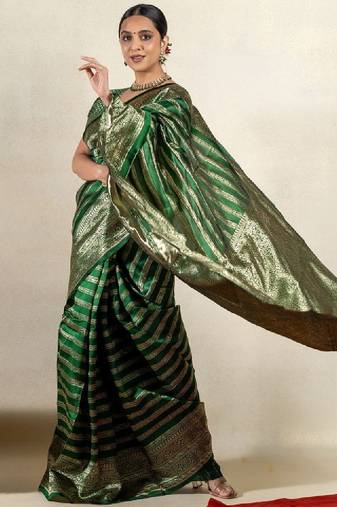 Striped woven design zari leheriya saree
