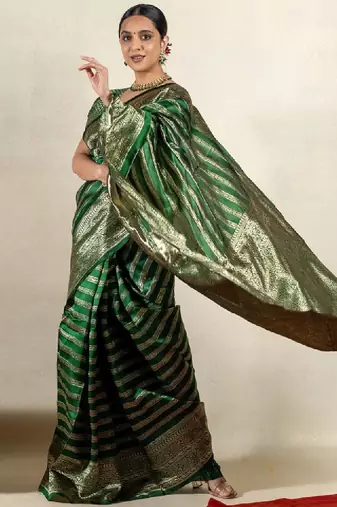 Striped woven design zari leheriya saree