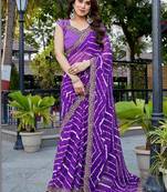 Leheriya embroidered poly georgette leheriya saree