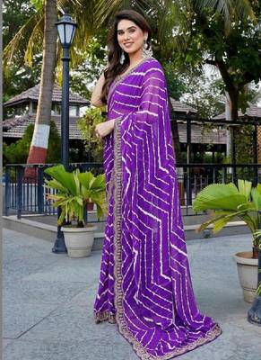Leheriya embroidered poly georgette leheriya saree 2