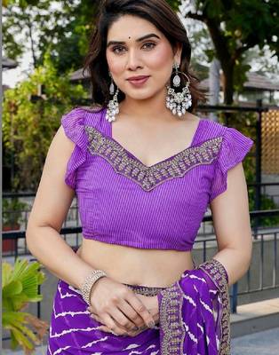Leheriya embroidered poly georgette leheriya saree 4
