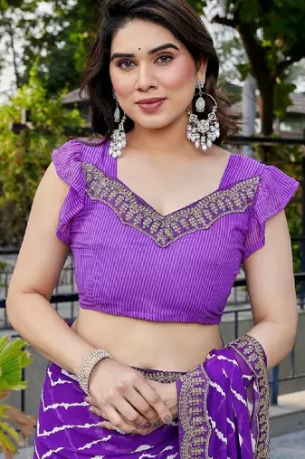 Leheriya embroidered poly georgette leheriya saree
