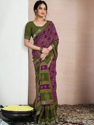 Bandhani zari pure chiffon bandhani saree 2