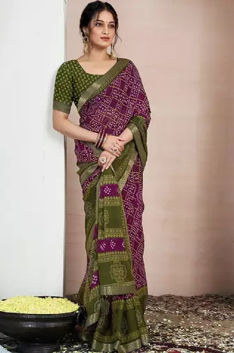 Bandhani zari pure chiffon bandhani saree