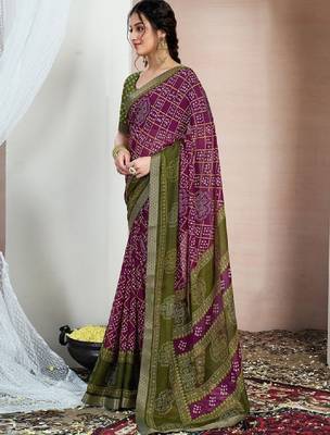 Bandhani zari pure chiffon bandhani saree 3