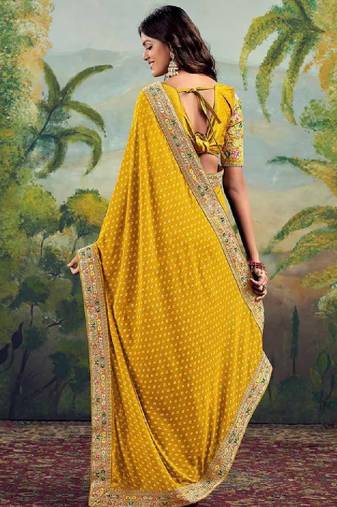 Bandhani embroidered poly georgette bandhani saree