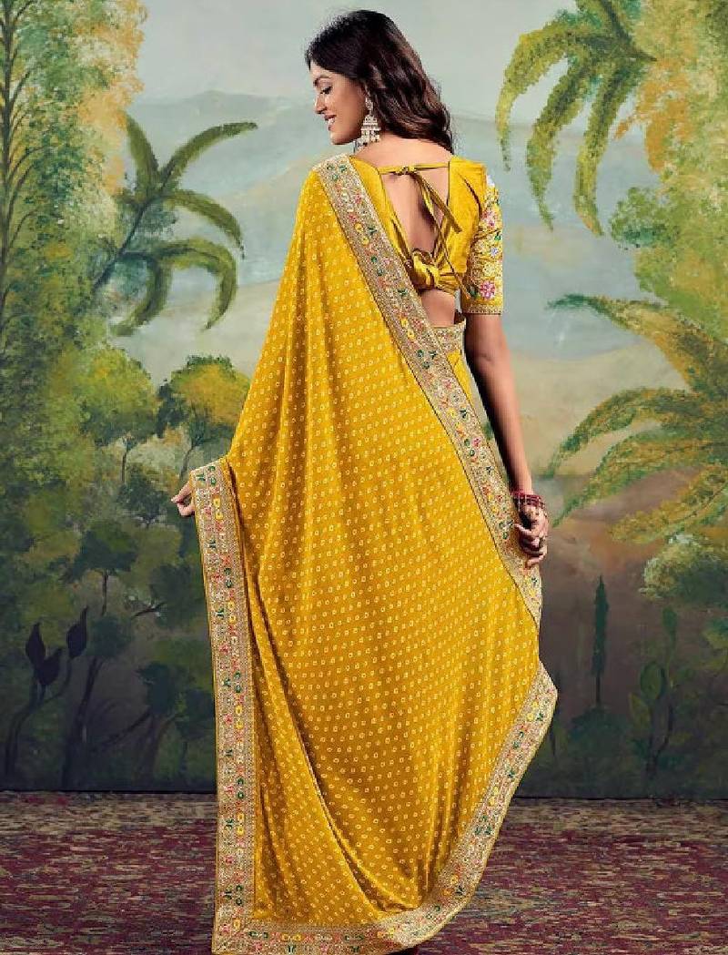 Bandhani embroidered poly georgette bandhani saree
