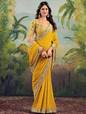 Bandhani embroidered poly georgette bandhani saree 2