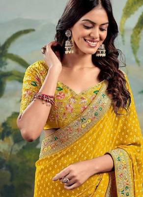 Bandhani embroidered poly georgette bandhani saree 3