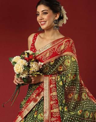 Bandhani zari pure georgette bandhani saree 1