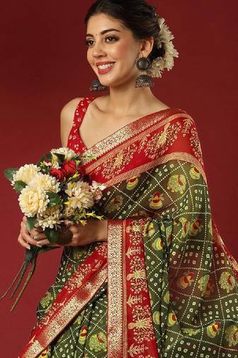 Bandhani zari pure georgette bandhani saree