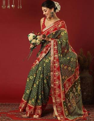Bandhani zari pure georgette bandhani saree 2