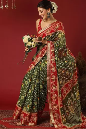 Bandhani zari pure georgette bandhani saree