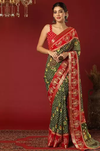 Bandhani zari pure georgette bandhani saree