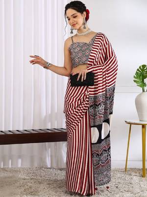 Striped silk blend leheriya saree 1