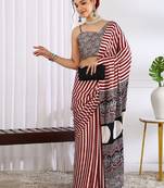 Striped silk blend leheriya saree