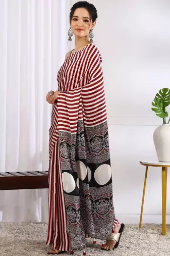 Striped silk blend leheriya saree