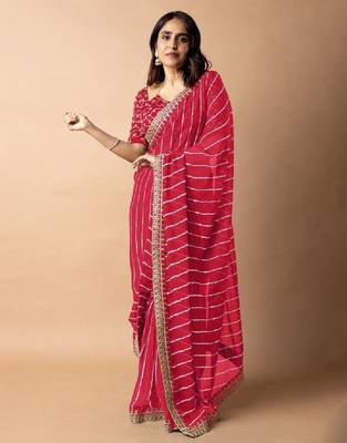 Leheriya embroidered poly georgette leheriya saree 1