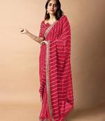 Leheriya embroidered poly georgette leheriya saree