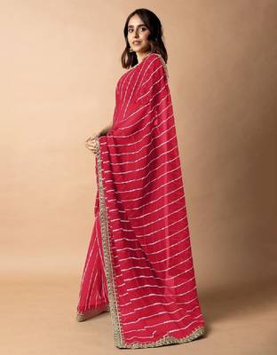 Leheriya embroidered poly georgette leheriya saree 2