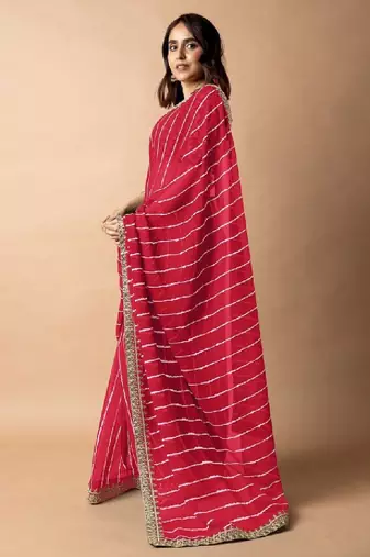 Leheriya embroidered poly georgette leheriya saree