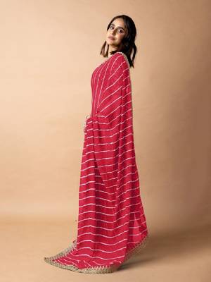 Leheriya embroidered poly georgette leheriya saree 4