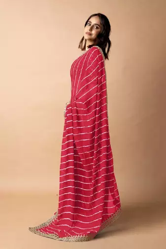 Leheriya embroidered poly georgette leheriya saree