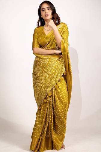 Bandhani zari silk cotton bandhani saree