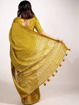 Bandhani zari silk cotton bandhani saree 2